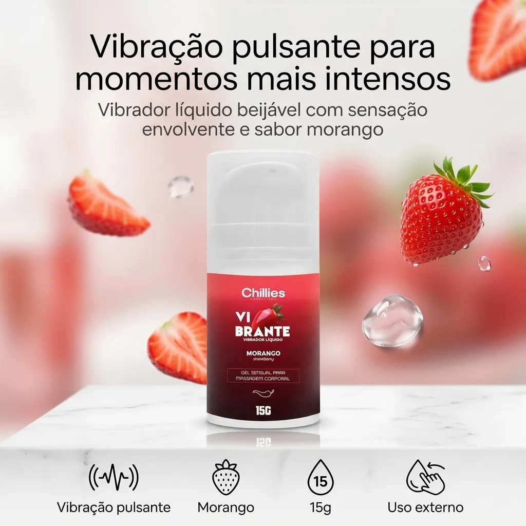 Vibrador Líquido Vibrante Chillies Gel Excitante Beijável 15g - Imagem 3